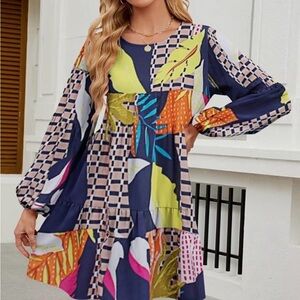 Colorful Geometric Print Dress